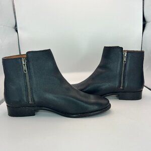 Frye Carly Double Zip Black Leather Ankle Boots Size 8.5B